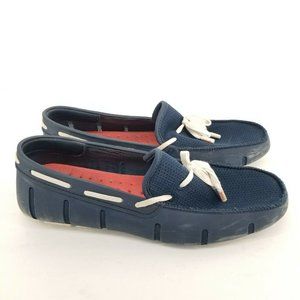 B40 Swim Mens Blue Moc Toe Slip On Perforated Boat Casual Shoes Size US 8